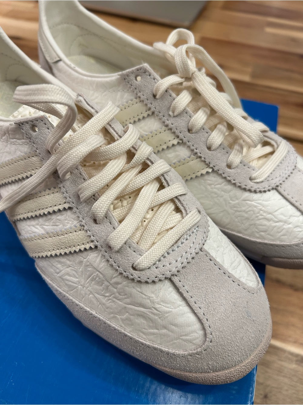 adidas Women’s Cream & Light Gray Suede Leather Sneakers